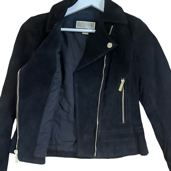 Michael Kors Suede Moto Jacket with Gold Accents - Picture 2 of 7